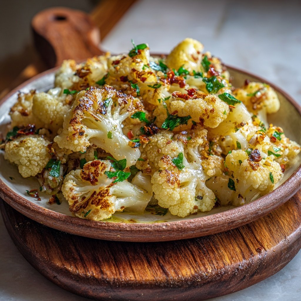 Blumenkohl Pfanne Mit Zitronen Knoblauch Öl
