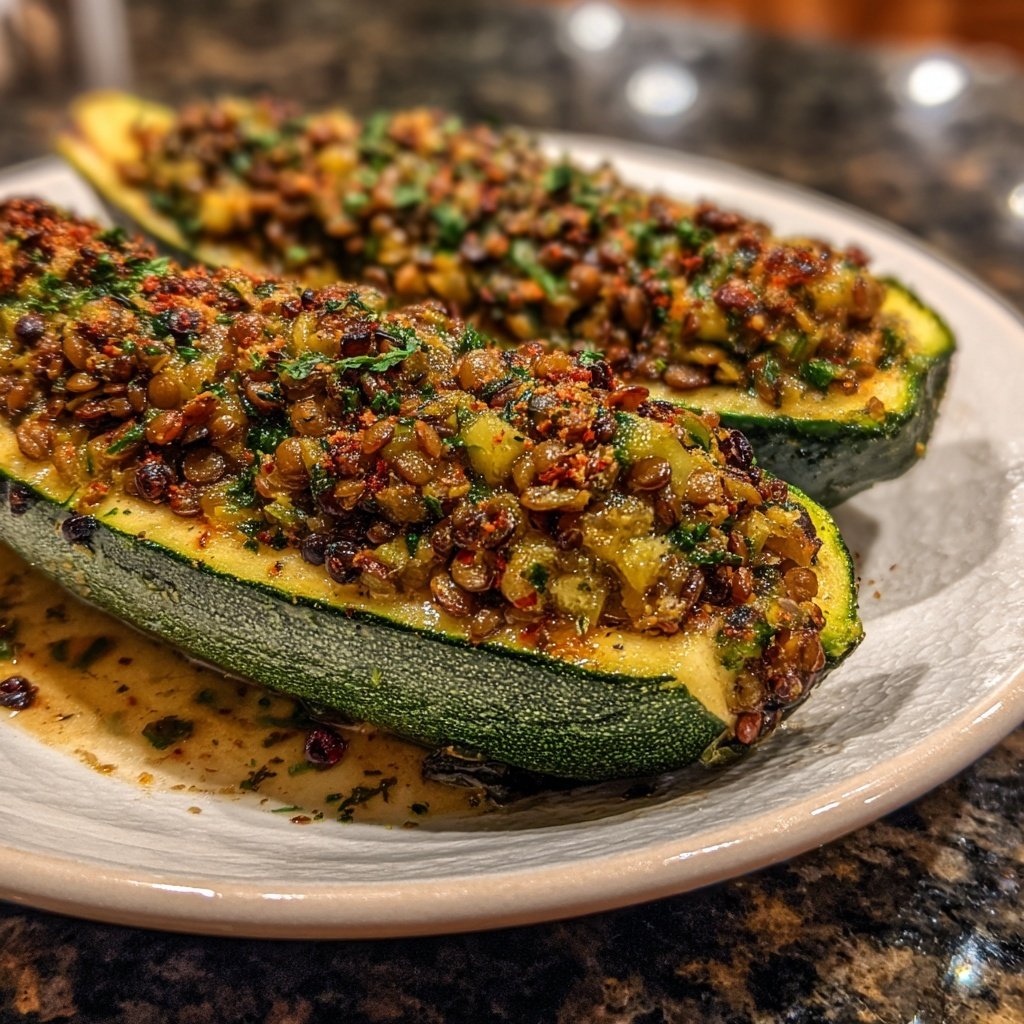 Gefüllte Zucchini mit Linsen
