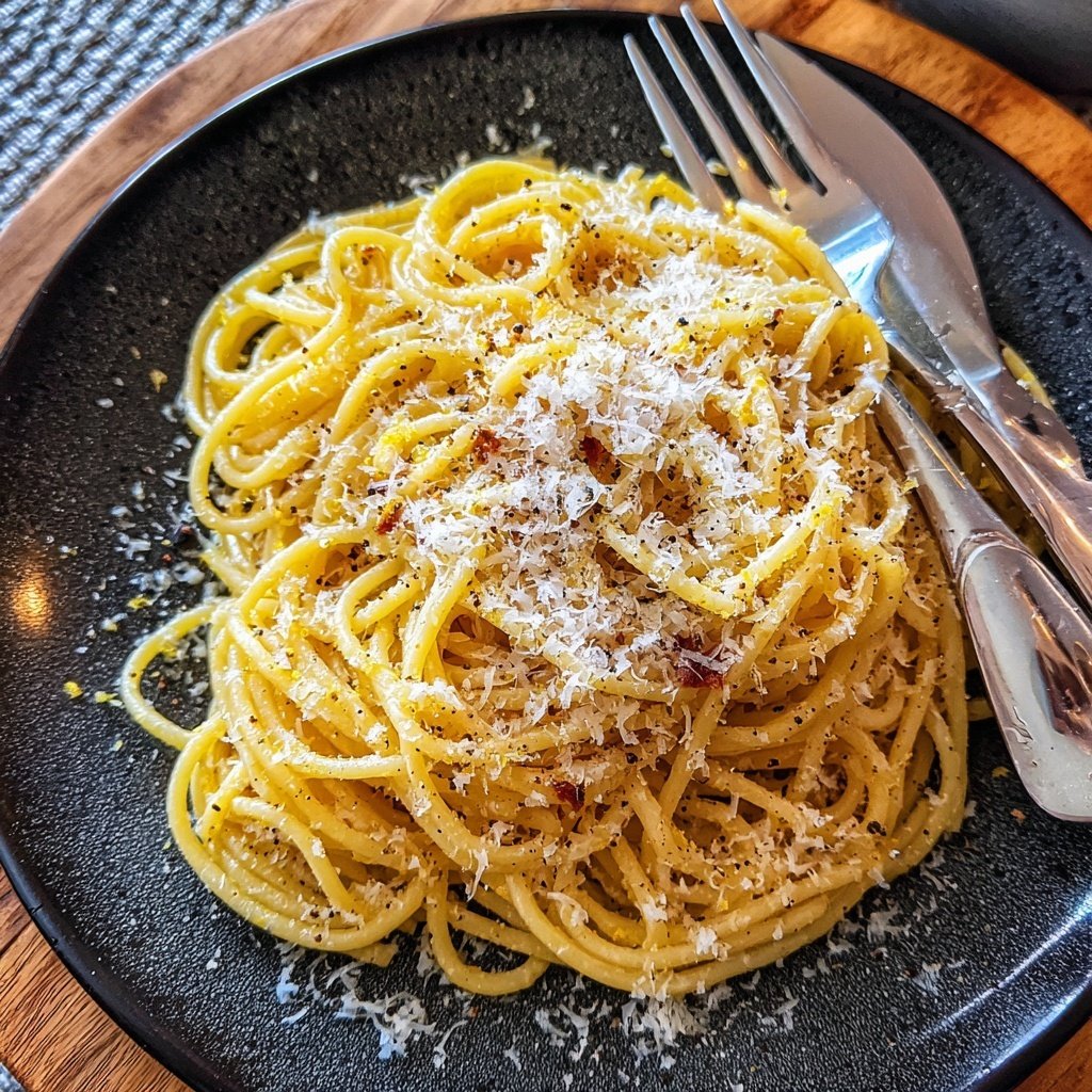 Spaghetti mit Zitronenschale und Parmesan