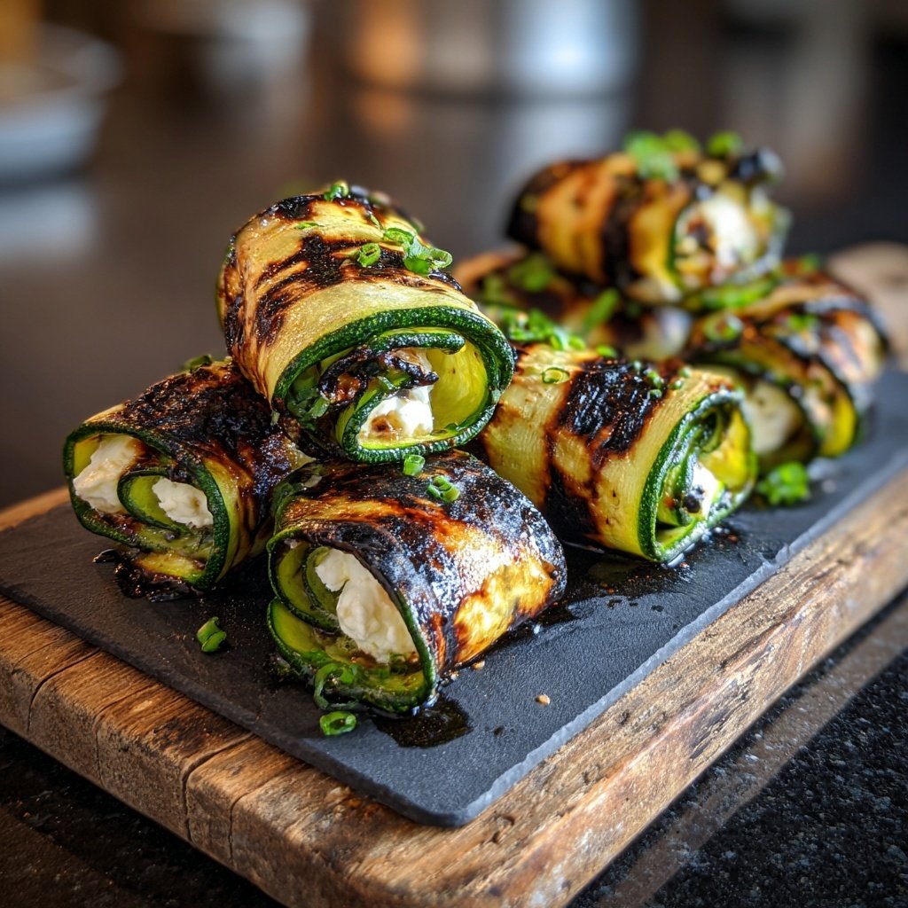 Gegrillte Zucchini Röllchen Mit Frischkäse