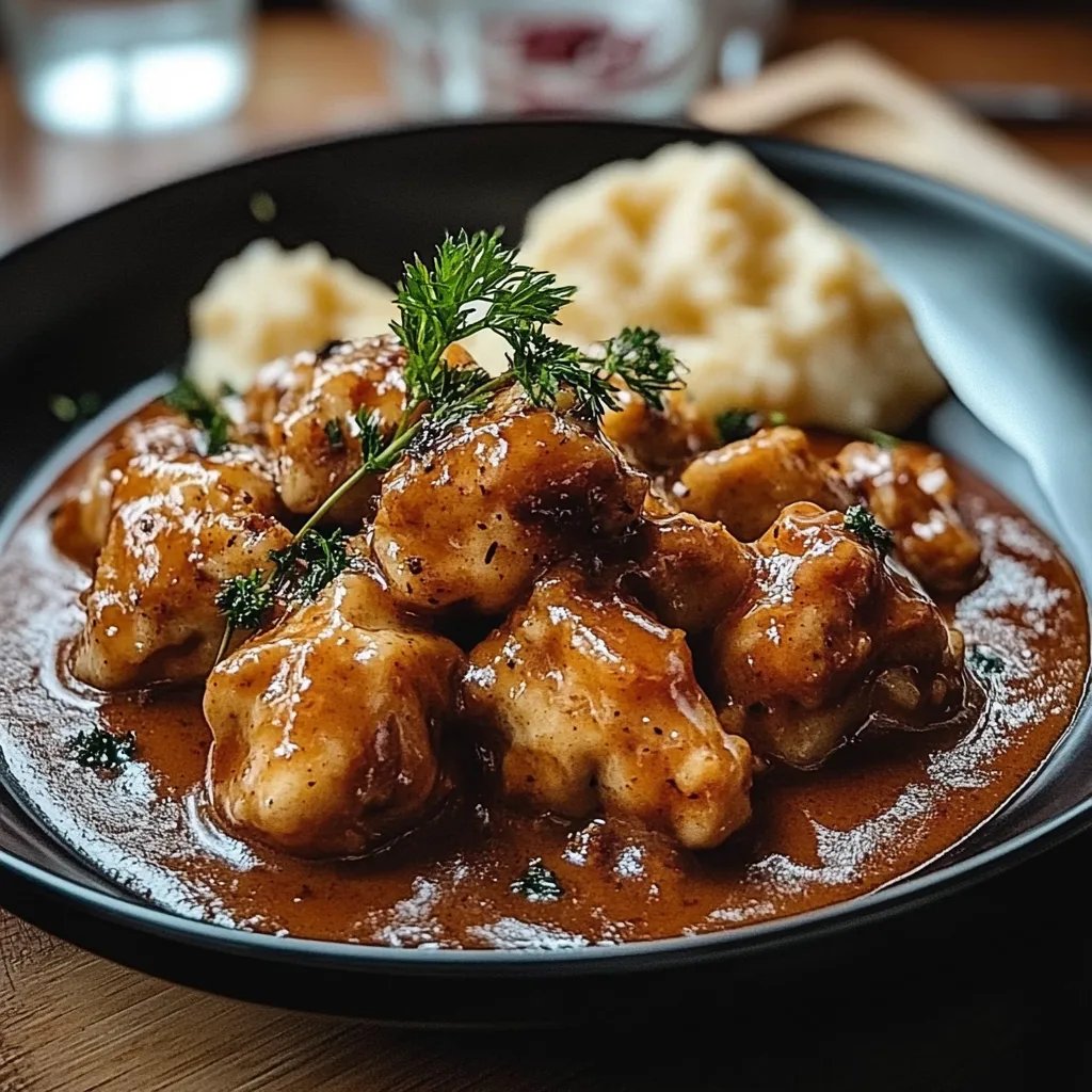 Butterzartes Rahmgulasch mit Serviettenknödel
