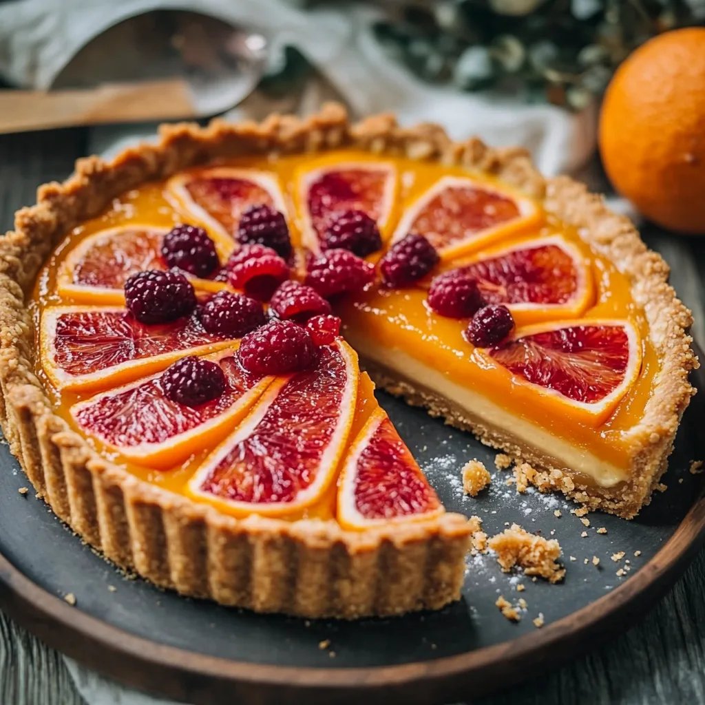 Blood Orange Tart mit Mandelkruste