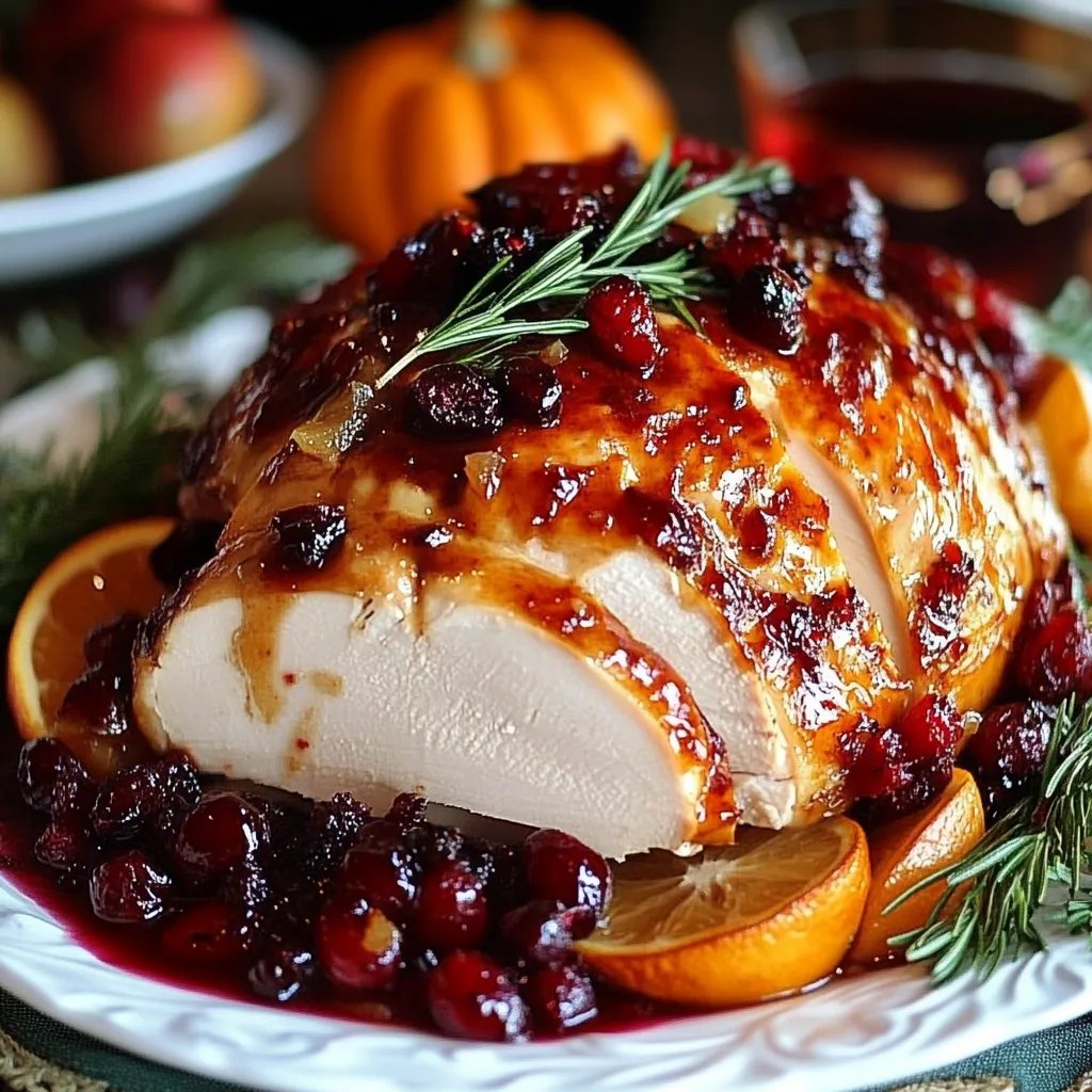 Perfekte Cranberry-Orange-Glasur Truthahnbrust für die Feiertage
