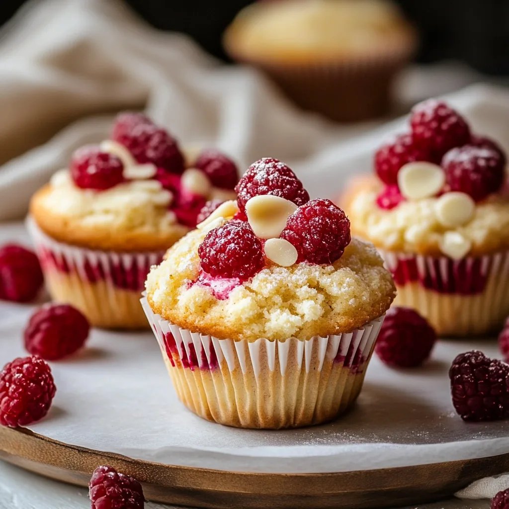 Reiche und fruchtige weiße Schokoladen-Himbeer-Muffins