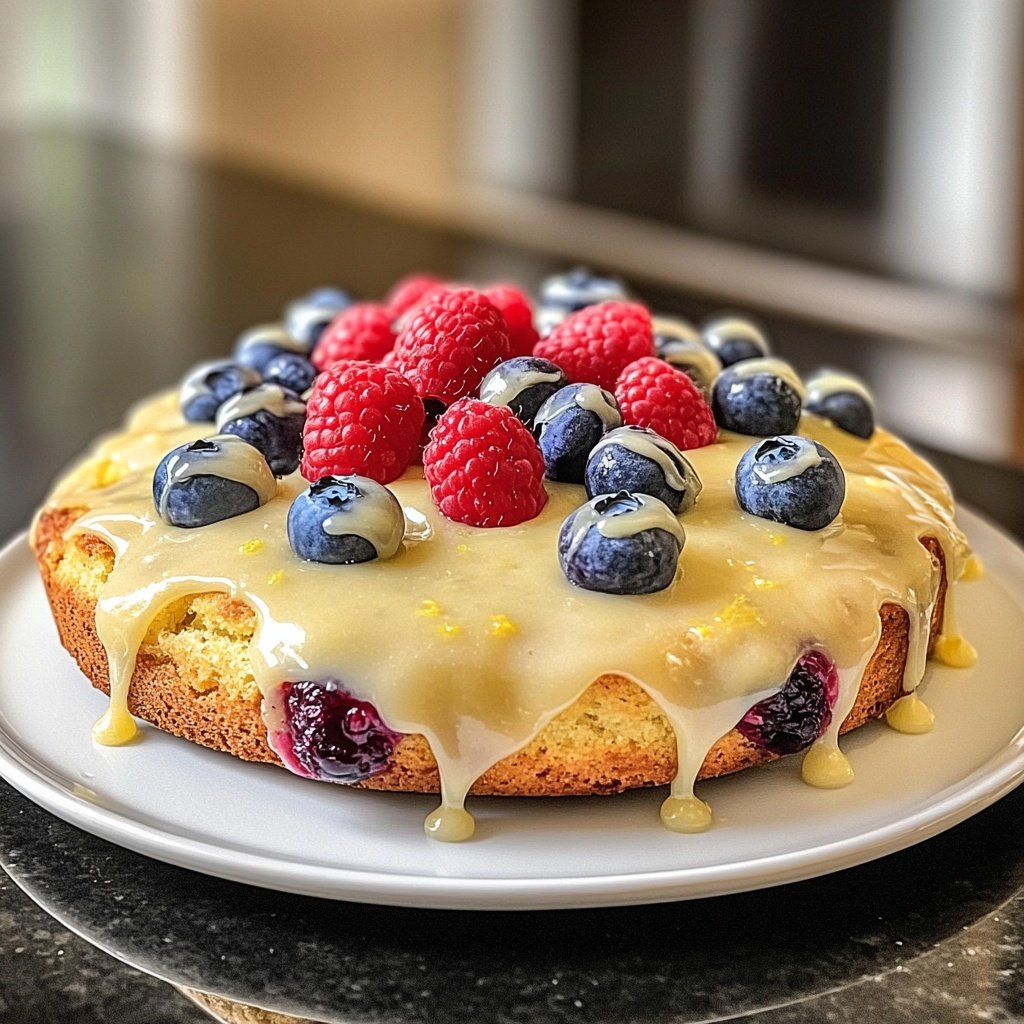 Zitronenkuchen mit Beeren